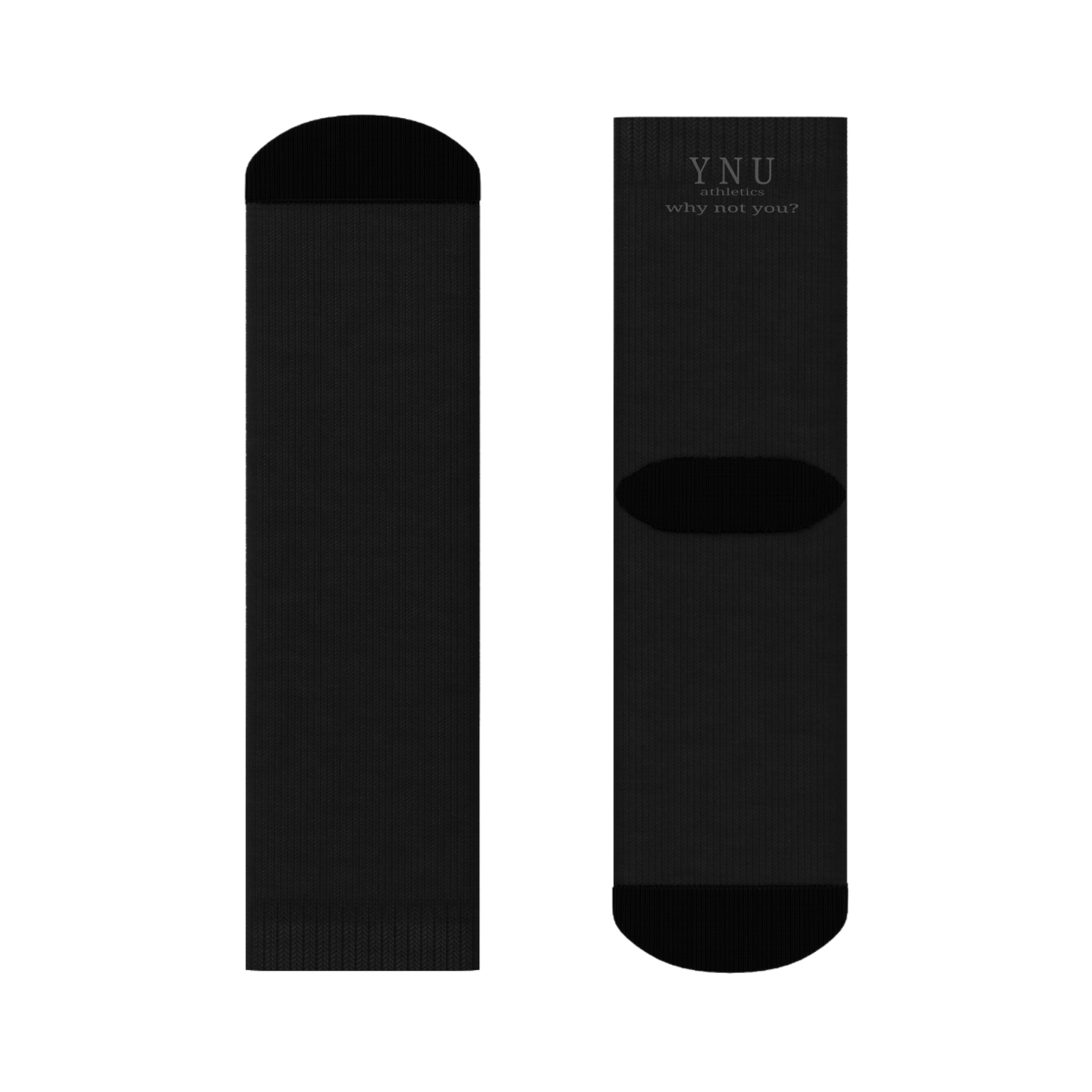 YNU Athletics - why not you? Black Crew Socks