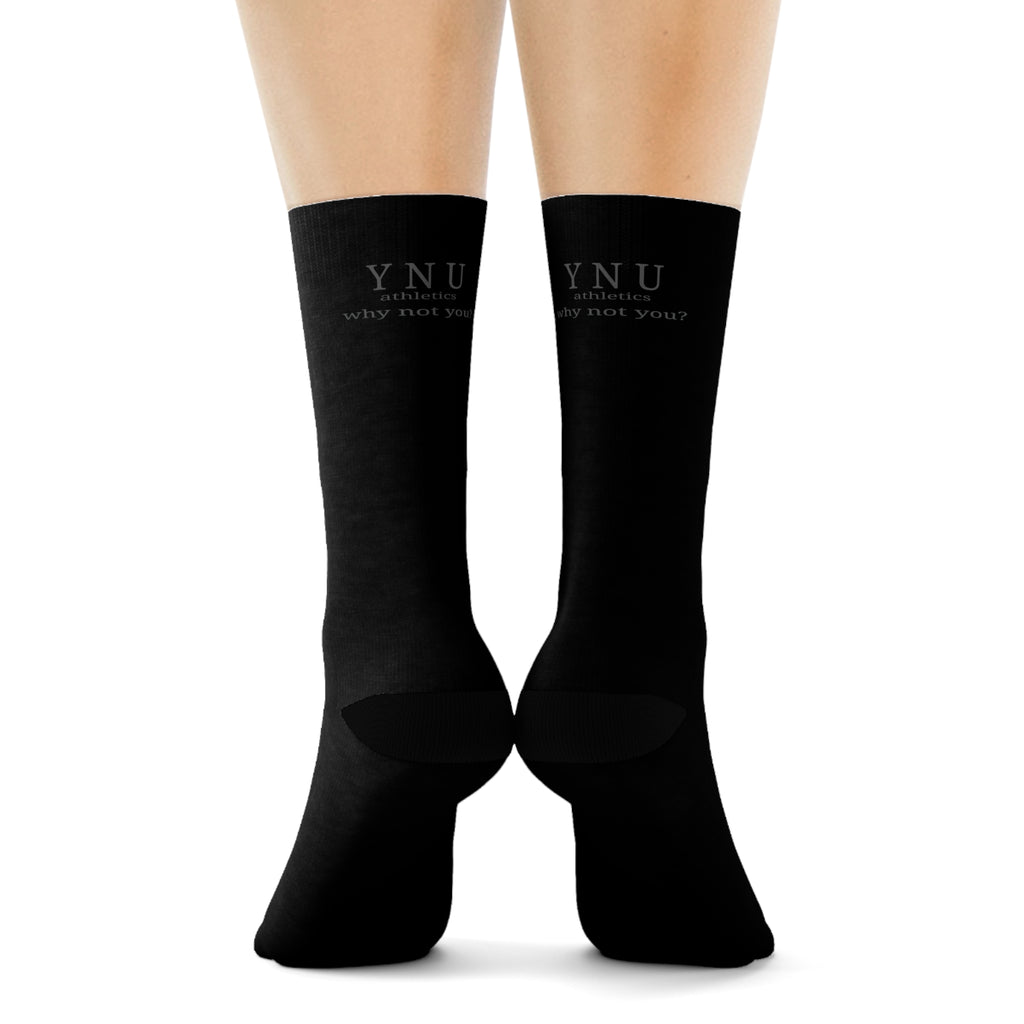 YNU Athletics - why not you? Black Crew Socks