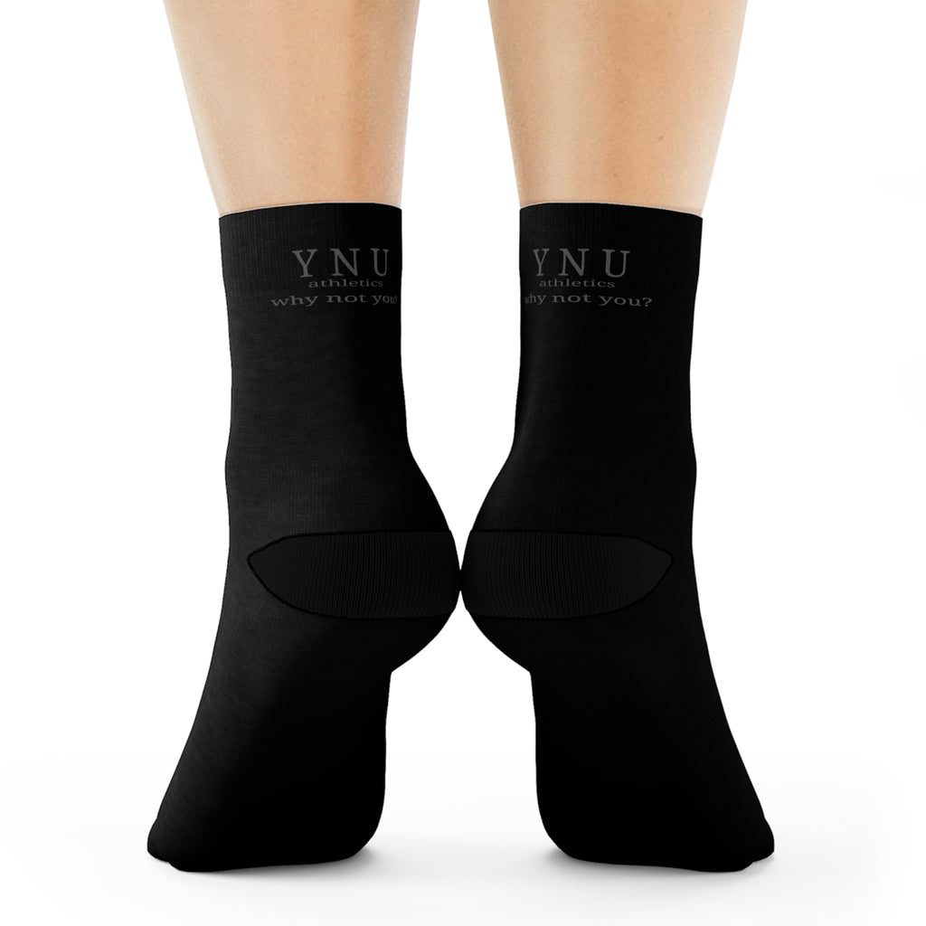 YNU Athletics - why not you? Black Crew Socks