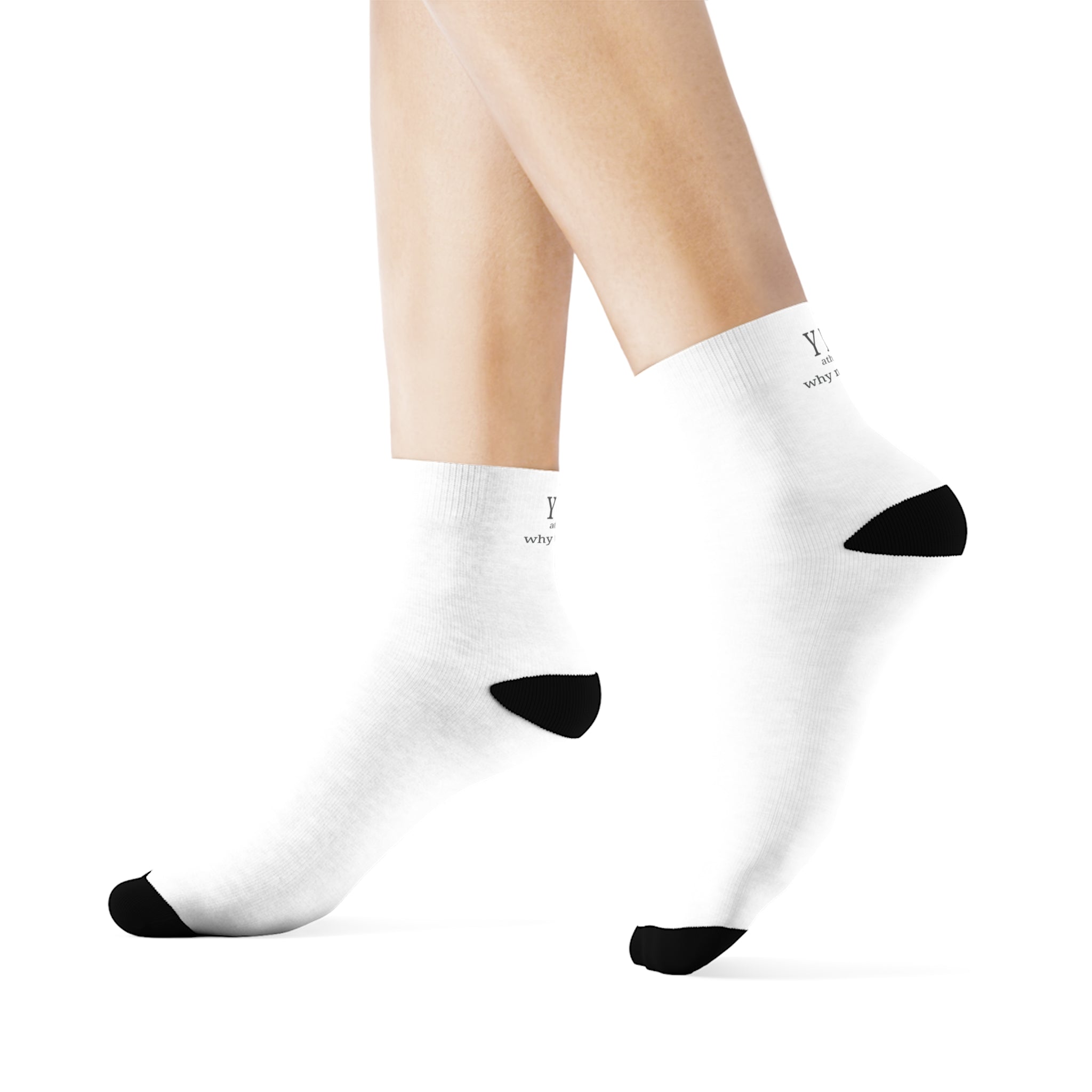 YNU Athletics - why not you? White Crew Socks