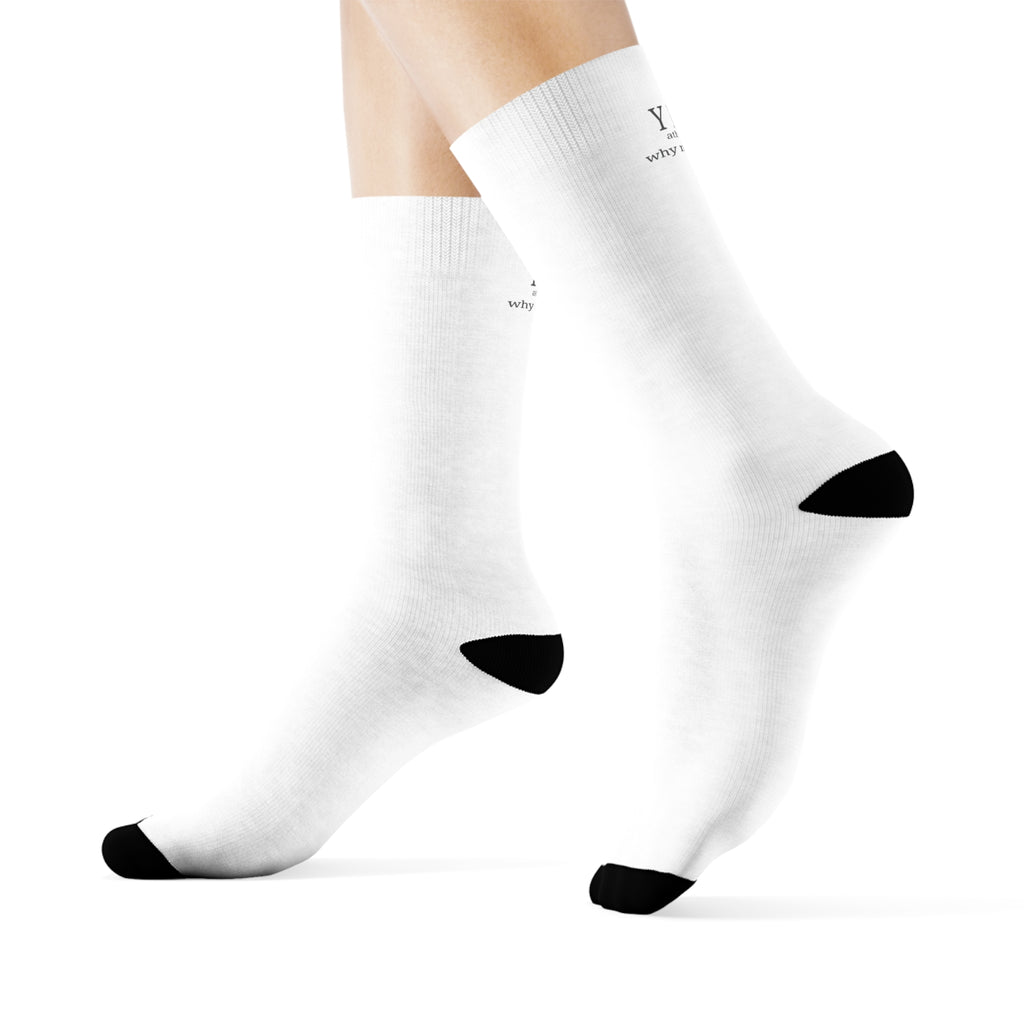 YNU Athletics - why not you? White Crew Socks