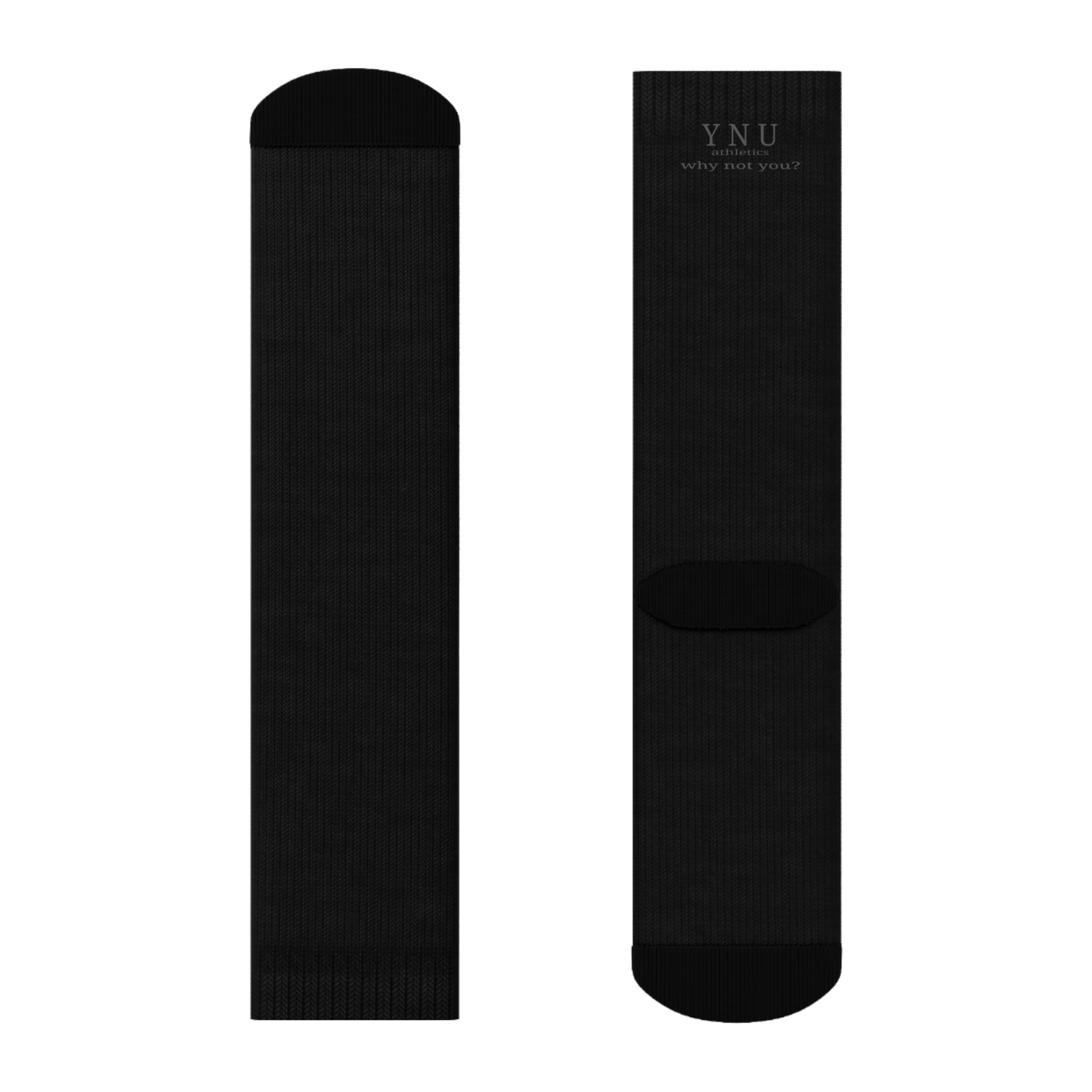 YNU Athletics - why not you? Black Crew Socks