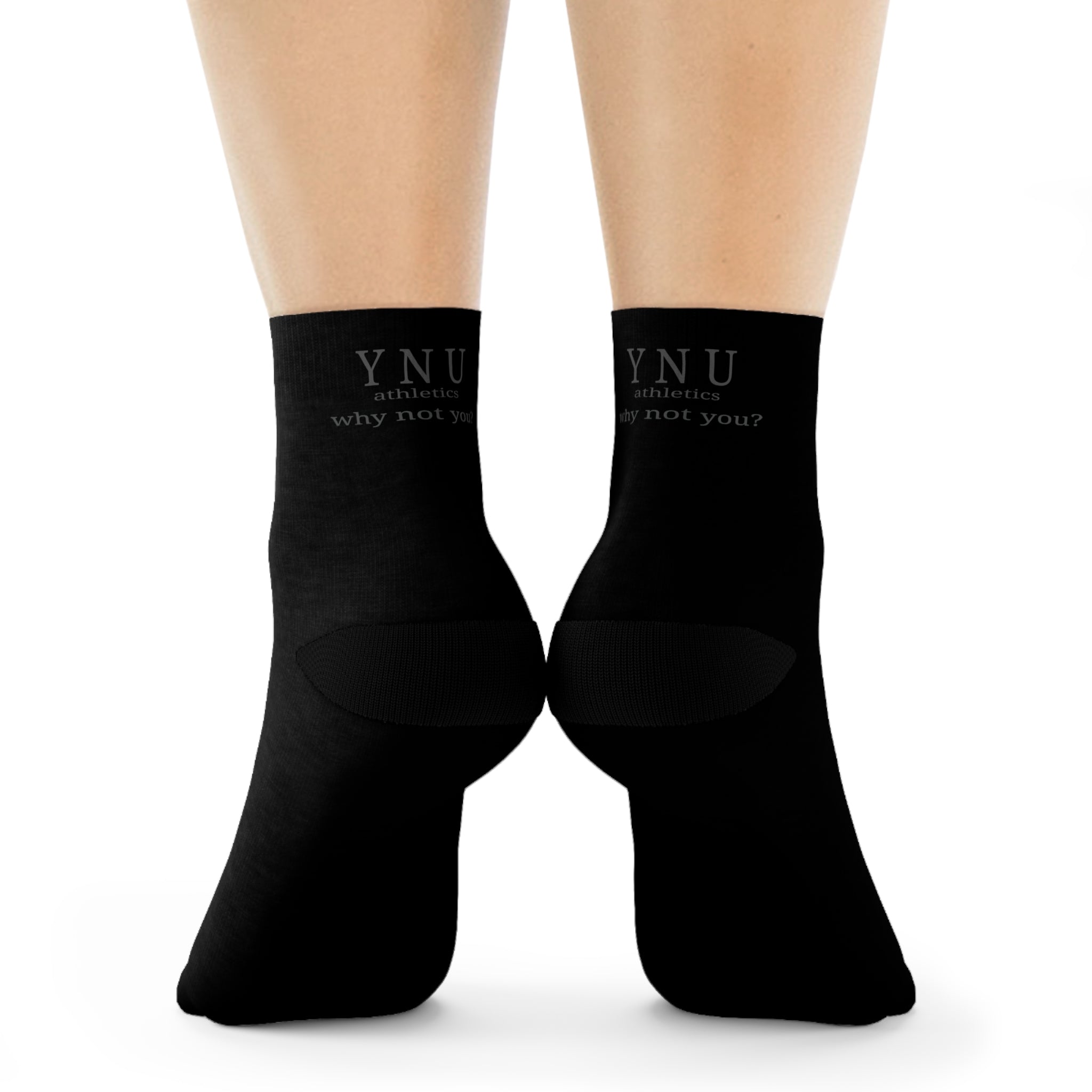 YNU Athletics - why not you? Black Crew Socks