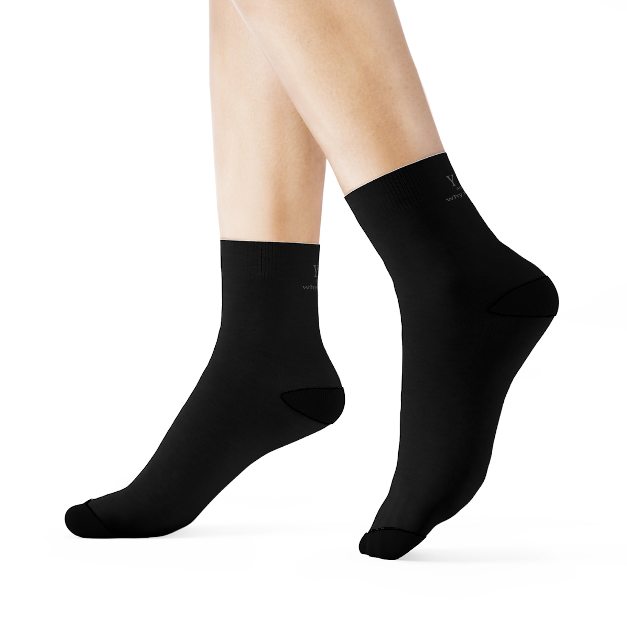YNU Athletics - why not you? Black Crew Socks