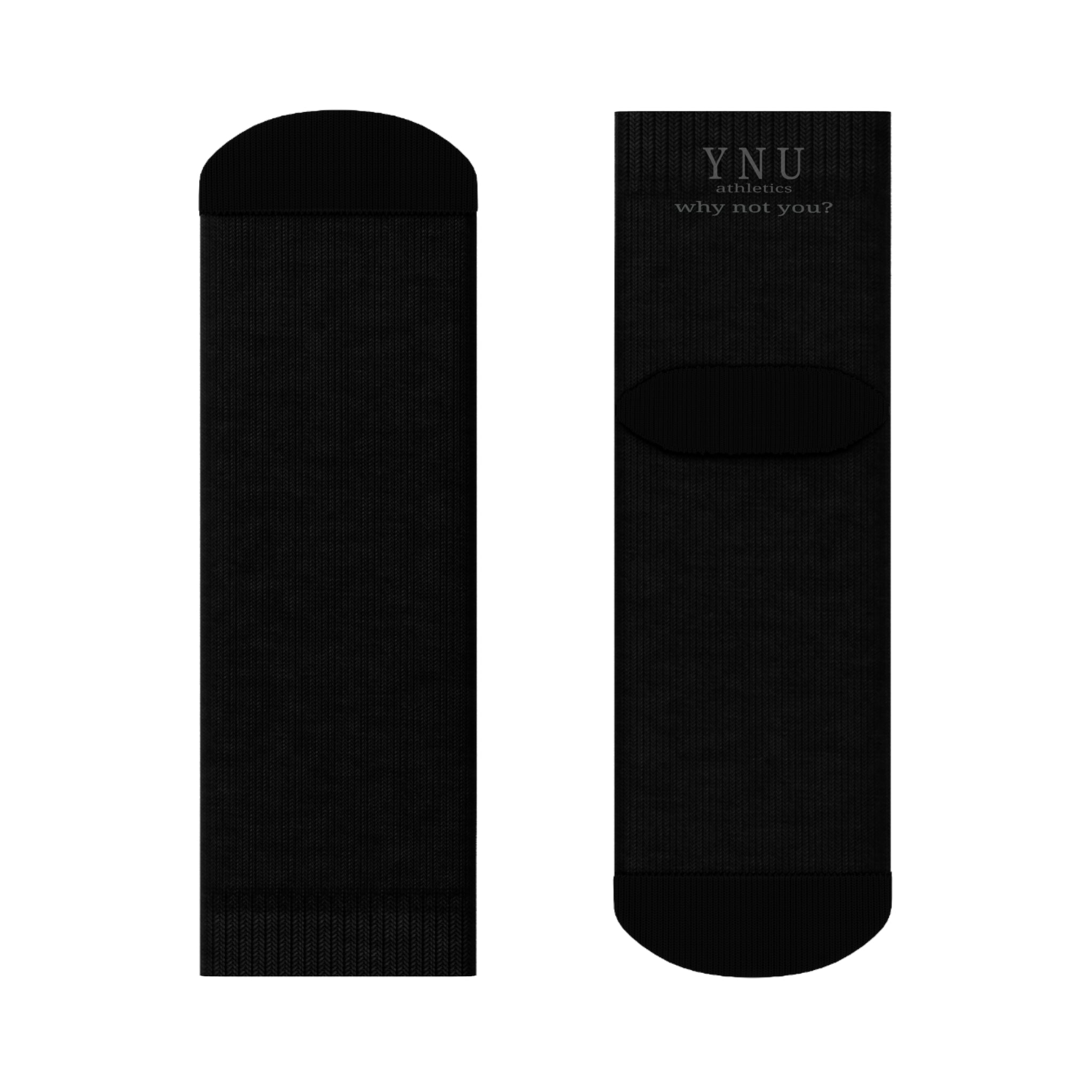 YNU Athletics - why not you? Black Crew Socks